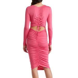 Area Stars Long Sleeve Jersey Dress Fuchsia Medium
